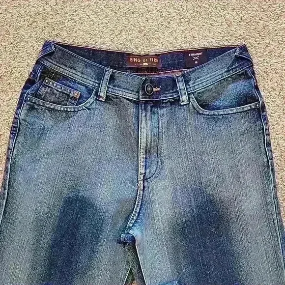 Ring of Fire Straight Fit Dark Blue Jeans Boys Size 18 - Picture 2 of 7